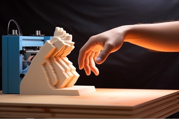 Zdjęcie projekt plastiku ręcznego trójwymiarowego narzędzia technologia drukowania maszyny drukarki model koncepcji inżynierii 3d