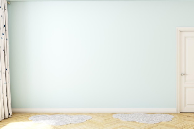 Projekt pokoju dziecięcego i pusta ściana w tle renderowania 3d