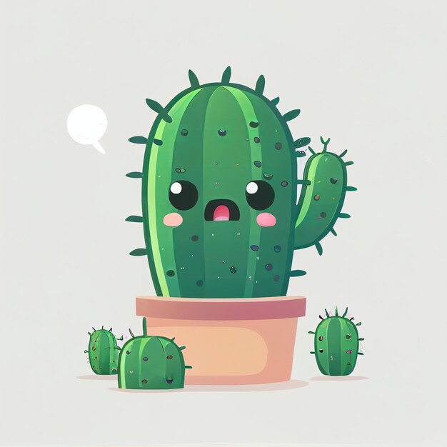 Projekt postaci kreskówka ładny kaktus na odizolowanym tle Stworzony za pomocą technologii Generative AI