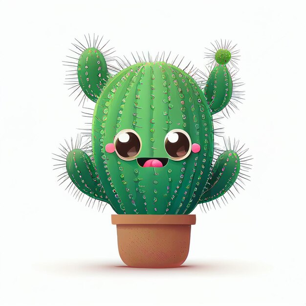 Zdjęcie projekt postaci kreskówka ładny kaktus na odizolowanym tle stworzony za pomocą technologii generative ai