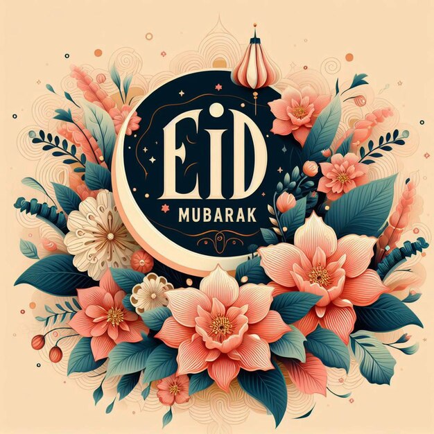 Zdjęcie projekt pozdrowienia festiwalu eid mubarak festiwalowy kartka eid mubarak z islamską dekoracją