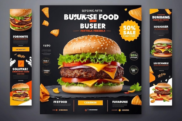 Projekt szablonu banera internetowego promującego biznes fast food Restauracja zdrowy burger