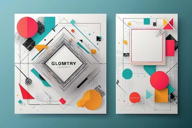 Zdjęcie projekt szablonu broszury kwadrat wzoru geometrycznego ilustracja wektorowa geometrii projekt graficzny