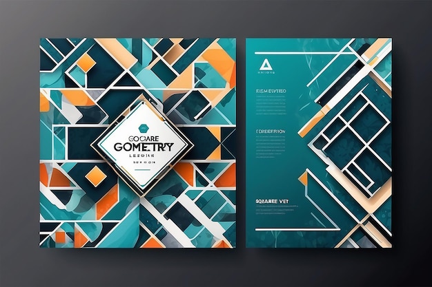 Projekt szablonu broszury Kwadrat wzoru geometrycznego Ilustracja wektorowa geometrii projekt graficzny