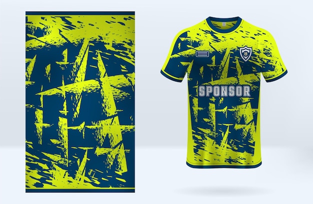 Projekt szablonu koszulki sportowej w kolorze żółtym i ciemno niebieskim