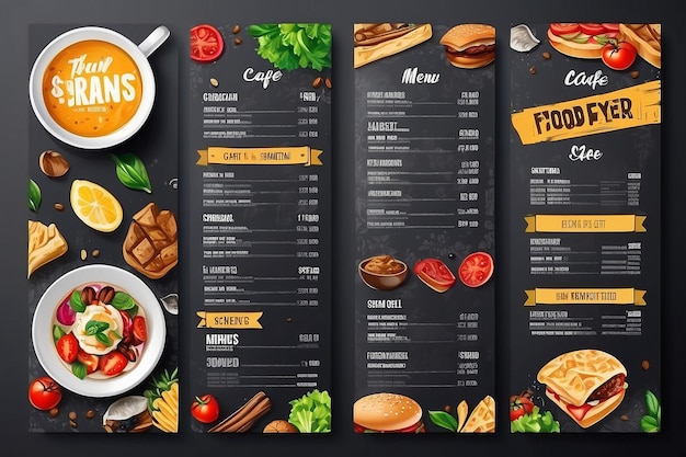 Zdjęcie projekt szablonu menu restauracji i kawiarni