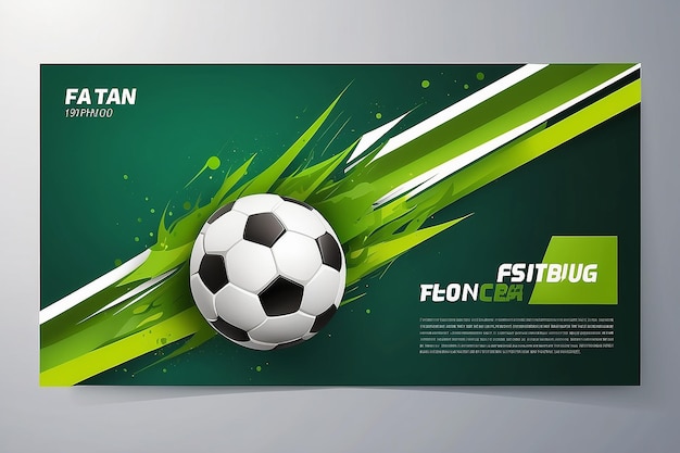 Projekt szablonu piłki nożnej Banner piłki nožnej Projekt układu sportowego Temat zielony