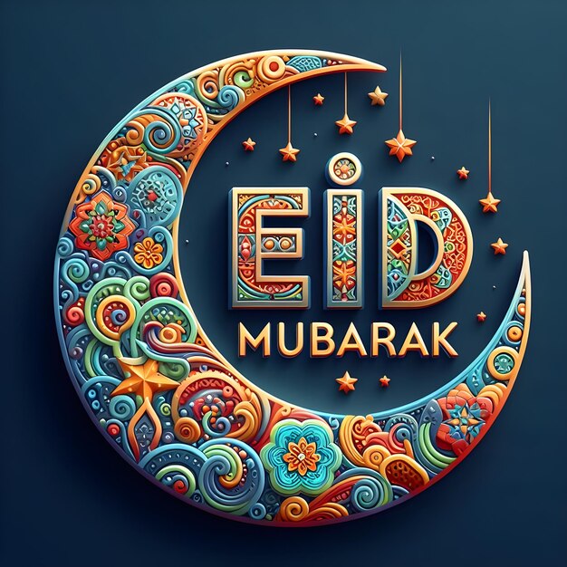 Zdjęcie projekt tematu islamskiego eid mubarak z motywami kwiatowymi dla święta ramadanu i eid fitri jako tło banera stworzone za pomocą ai image generative