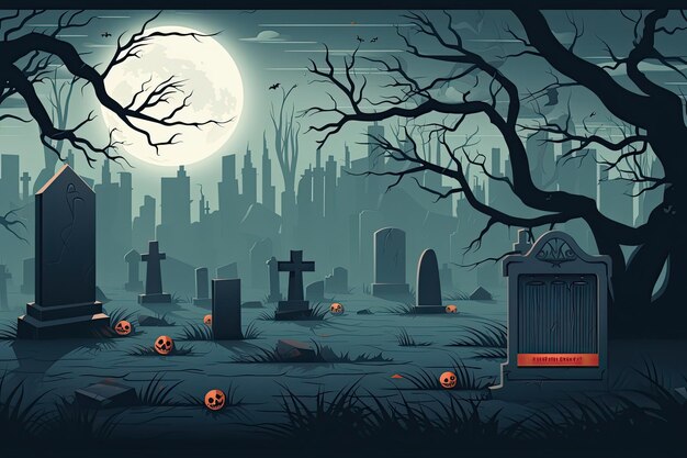 Projekt tła Halloween z błędem 404 Timeout Strona internetowa z tłem cmentarza