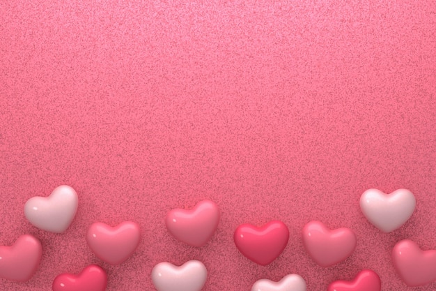 Projekt tło Valentine w kształcie serca. Renderowanie 3D.