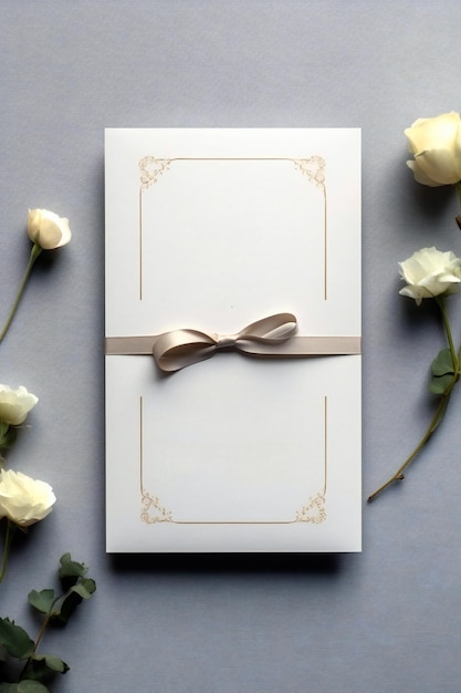 Zdjęcie projekt wizytówki ślubnej z elementami kwiatowymi