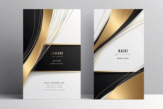 Zdjęcie projekt wizytówki z minimalistycznym i eleganckim projektem abstract gold line