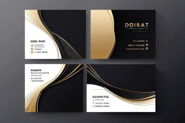 Projekt wizytówki z minimalistycznym i eleganckim projektem Abstract Gold Line