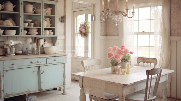 Projekt wnętrz inspirowany uroczą jadalnią w stylu Farmhouse Shabby Chic