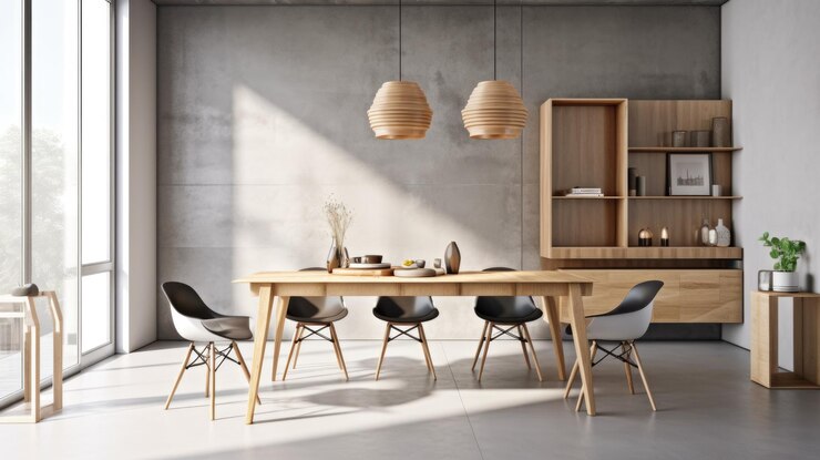 Zdjęcie projekt wnętrz inspirowany urodą jadalni w skandynawskim stylu minimalistycznym