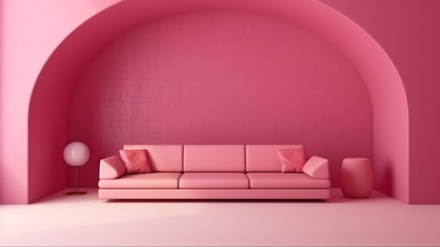 Projekt wnętrza 3D różowego pokoju GENERUJ AI