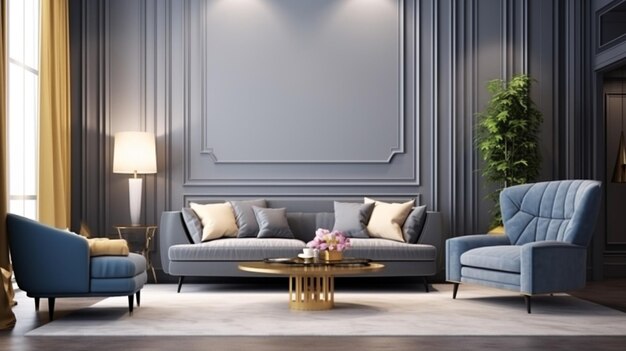 projekt wnętrza przytulnego salonu ze stylową kanapą w nowoczesnym wystroju domu