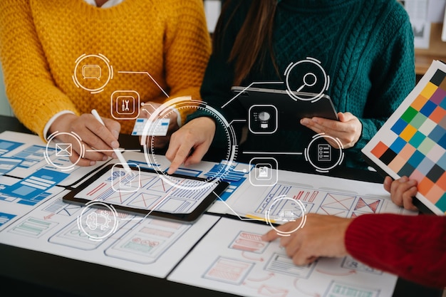 Projektant graficzny UX planowanie procesu tworzenia aplikacji prototyp szkieletowy dla smartfona internetowego Kreatywna agencja rozwoju cyfrowegoxA