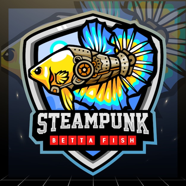 Projektowanie logo esport maskotki steampunk betta fish