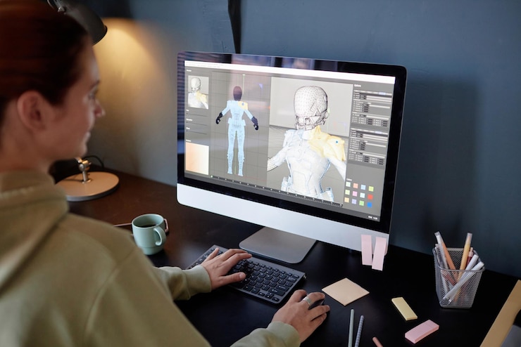 Zdjęcie projektowanie modeli 3d na komputerze przy użyciu narzędzi cyfrowych