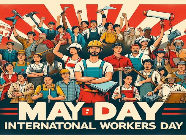 Zdjęcie projektowanie na 1 maja międzynarodowy dzień pracy i dzień maja