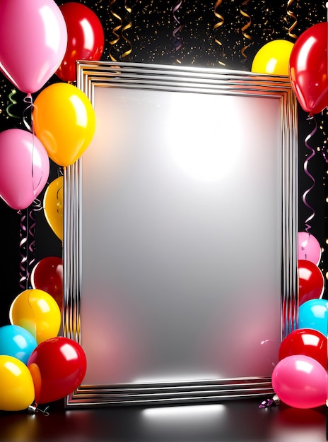 Zdjęcie projektowanie plakatów imprez urodzinowych baner copyspace tło imprezy balony ciasto szampana