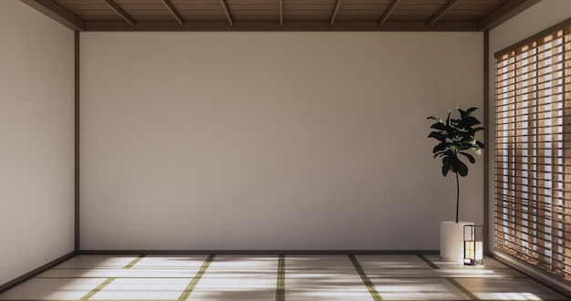 Projektowanie wnętrz jogiczyszczenie minimalistycznego pokoju w japońskim stylu renderowania 3D