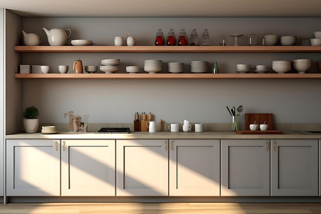 Projektowanie wnętrz małej przestrzeni kuchennej Renderowanie 3D
