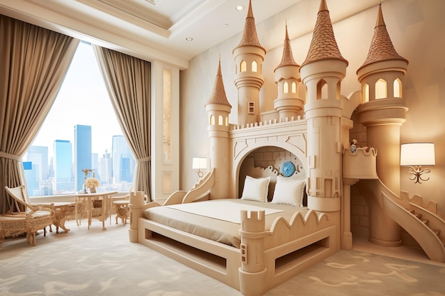 Projektowanie wnętrz sypialni zamku fantasy dla dzieci
