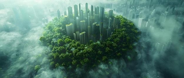 Zdjęcie projektowanie zrównoważonego miasta inżynier projektu miejskiego obejmuje ekologiczne budynki i odnawialne źródła energii koncepcja architektura zrównoważony plan miejski zielona technologia energia odnawialna