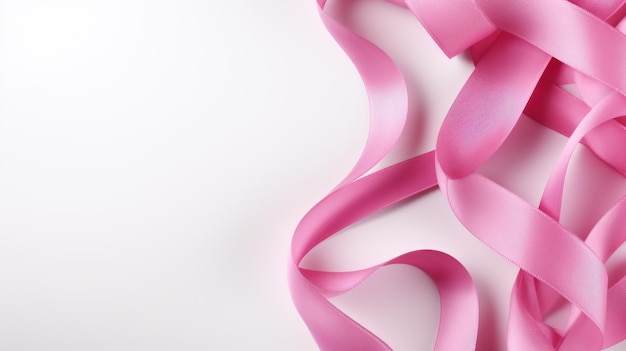 Projekty koncepcji koncepcyjnego miesiąca świadomości raka piersi na świecie Różowa wstążka na białym tle Kobiety