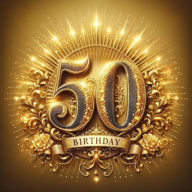 Prosperous Golden 50th Birthday Celebration Design (Złoty projekt uroczystości 50. urodzin)