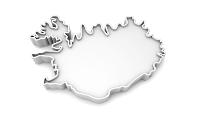 Zdjęcie prosta biała mapa renderowania d islandii