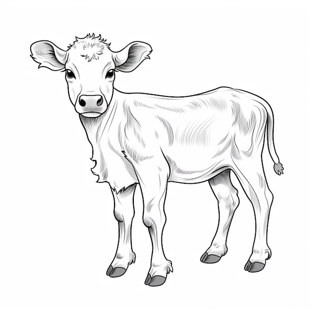 Zdjęcie prosta czarno-biała grafika przedstawiająca krowę dla małego dziecka