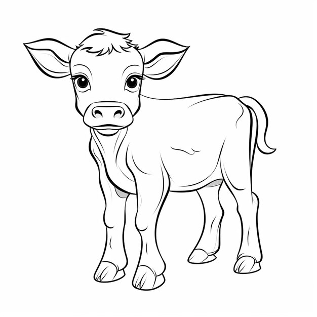 Zdjęcie prosta czarno-biała grafika przedstawiająca krowę dla małego dziecka