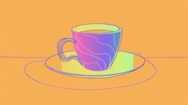 Zdjęcie prosta i elegancka ilustracja filiżanki kawy na talerzu