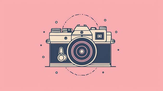 Zdjęcie prosta i elegancka ilustracja kamery kamera jest narysowana w stylu line art z kilkoma prostymi kolorami