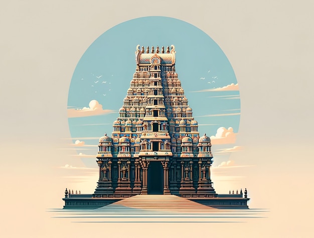 Prosta ilustracja indyjskiej wieży świątyni dla puthandu
