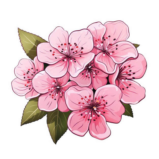 Zdjęcie prosta ilustracja sakura kwiat na białym tle