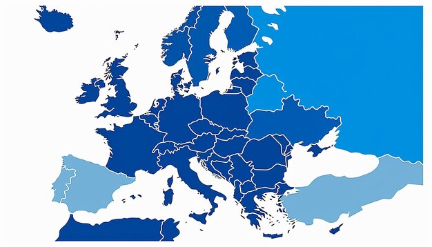 Zdjęcie prosta mapa europy na białym tle bez żadnego tekstu lub logo