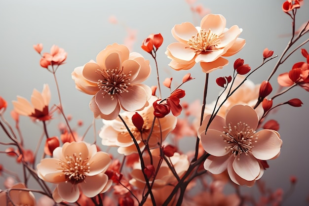 Prosta, minimalistyczna sztuka kwiatowa w łagodnych kolorach