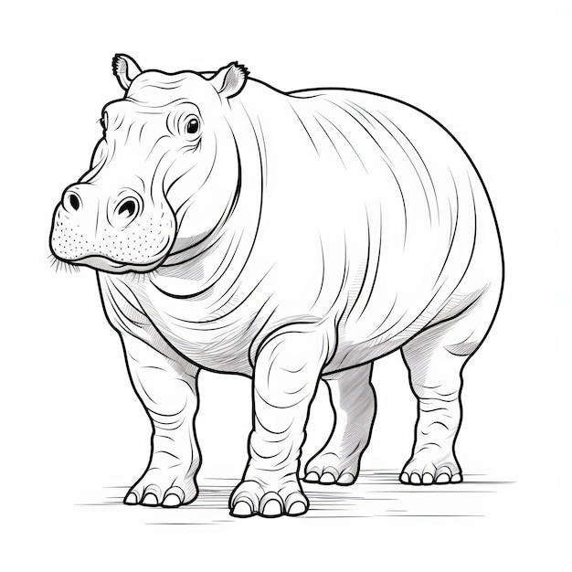 Proste kolory Hippo Monochromatyczne ilustracje wektorowe dla dzieci