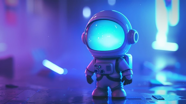 Proste linie i miękkie oświetlenie podkreślają urok chibi astronauta AI wygenerowane ilustracje