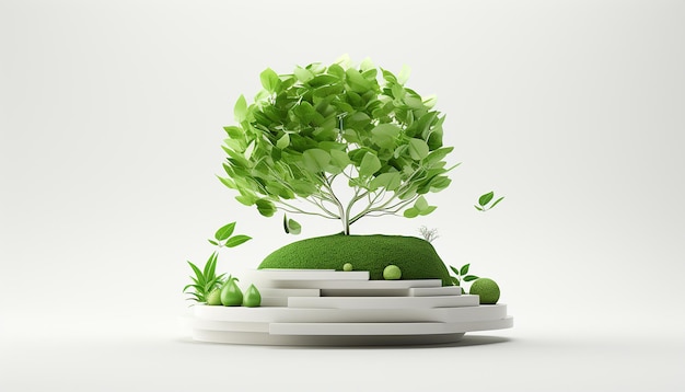 Proste logo renderowania 3d dla zrównoważonego rozwoju osobistego i korporacyjnego oraz białego tła agencji ekologicznej