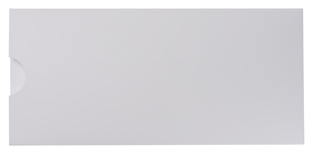 Zdjęcie prostokątna biała koperta z kartonu na odosobnionym tle