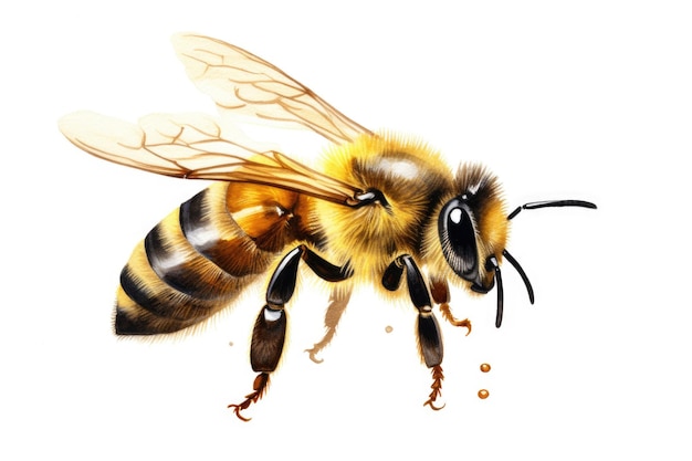 Zdjęcie prosty i elegancki rysunek pszczoły na białym tle doskonały do materiałów edukacyjnych lub projektów o tematyce przyrody