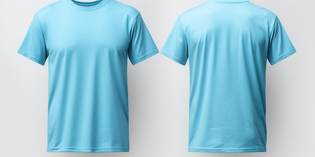 Prosty jasnoniebieski szablon makiety koszulki z widokiem z przodu i z tyłu izolowanym na przezroczystym tle