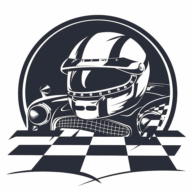 prosty logo klubu rallye z hełmem wyścigowym