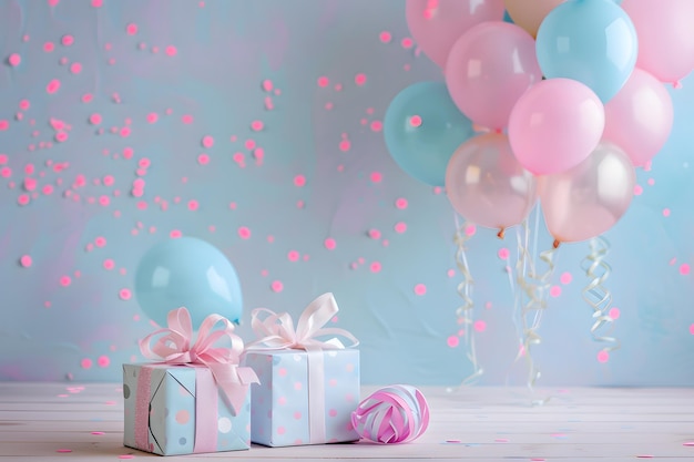 Prosty tort urodzinowy z kolorowymi balonami