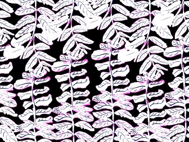 Zdjęcie prosty tropikalny czysty bezszwowy wzór. monochromatyczne i skali szarości ręcznie rysowane ilustracji las hawajów. naiwny projekt dżungli doodle. kwiatowy kreatywny letni nadruk. egzotyczne tło liści stroje kąpielowe.